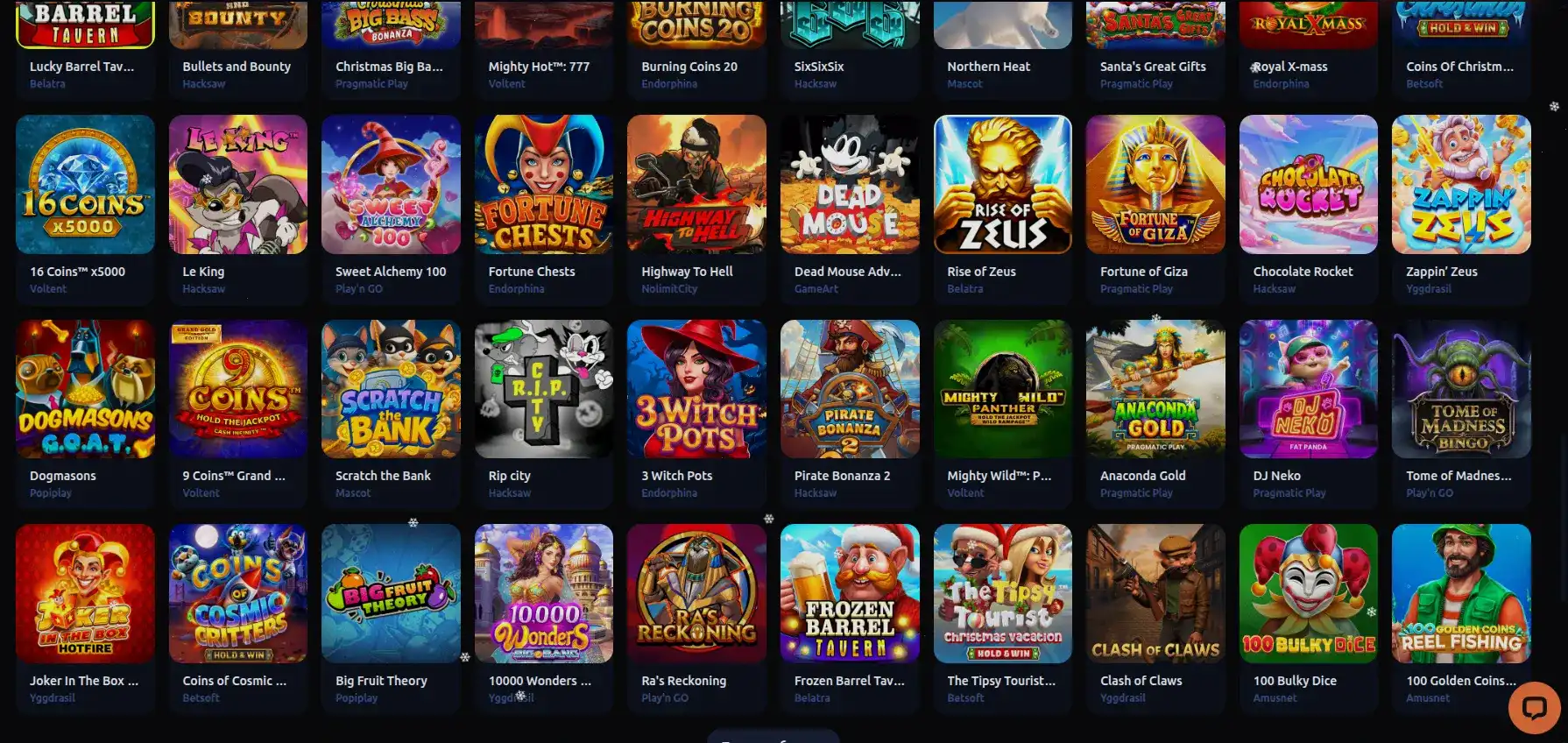 Интерфейс игрового зала Lucky Bear казино